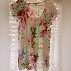 NY COLLECTION satin floral print top